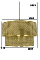 Premium Doğal Gold Rattan Avize