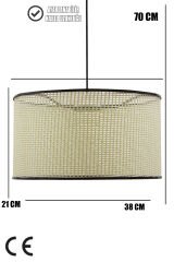 Wicker Krem-Siyah Hasır Sarkıt Avize 38cm